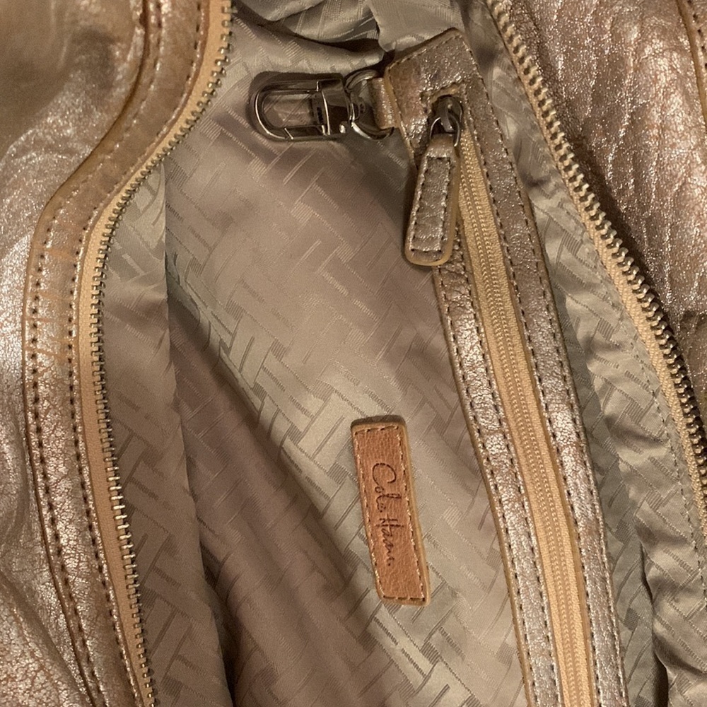 Cole Haan  Pleated Beige Metalic Hobo Bag - Picture 5 of 11